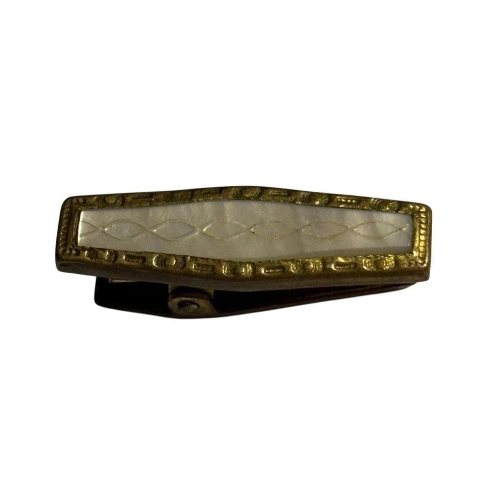 Mother Of Pearl Lingerie Tie Clip Clasp Vintage Victorian Edwardian Art Deco MOP